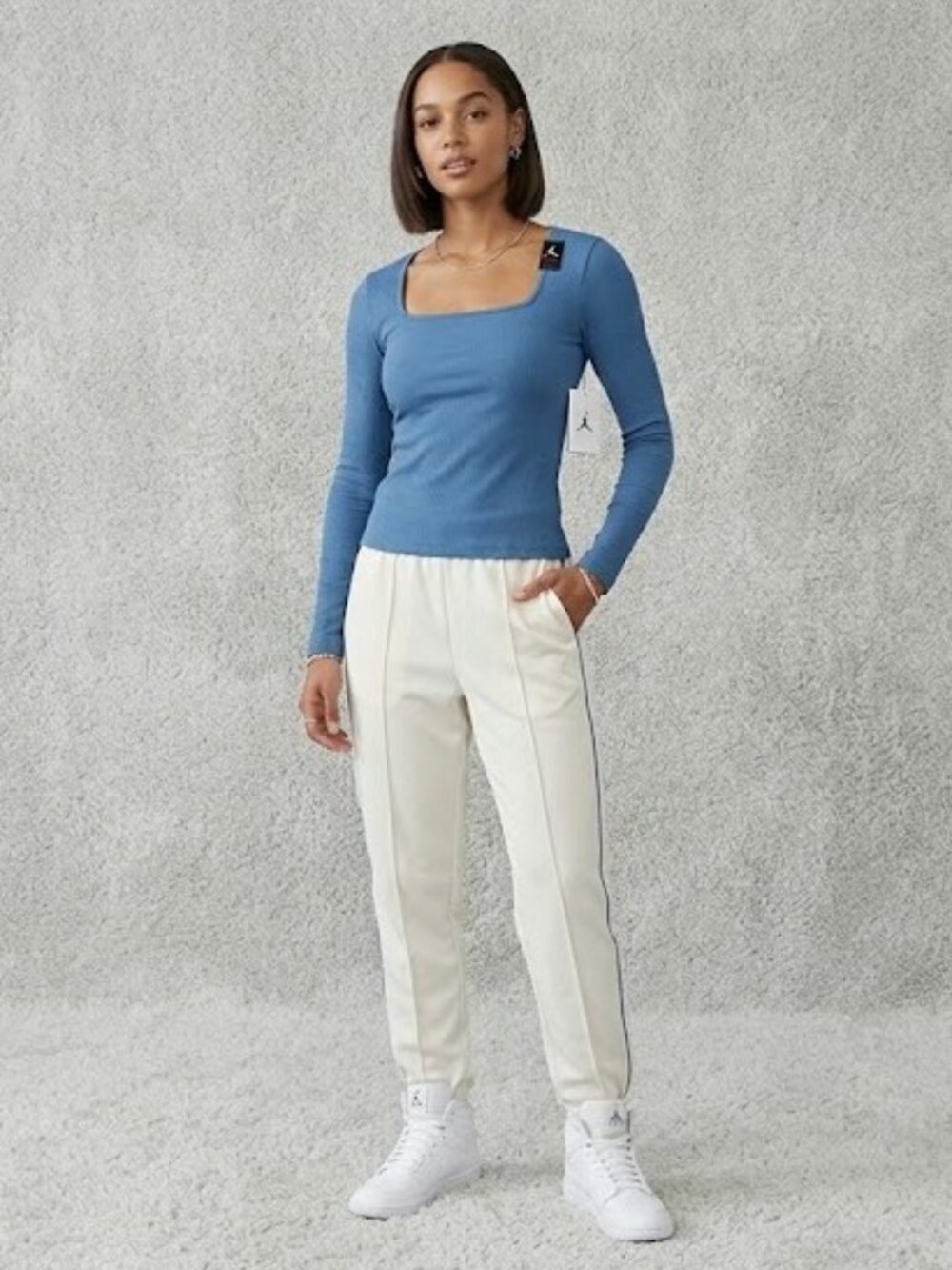 Nike Jordan Slim Fit Long Sleeve Square Neck Top Women's Size Large NWTS
